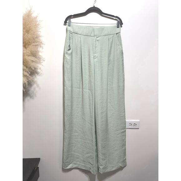 Zara High Waist Wide Leg Trousers Pants in Sea Green Size L - Picture 6 of 11